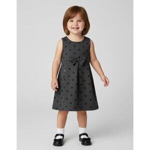 Belle Bird Toddler Girls Charcoal Gray/Black Polka Dot Sleeveless Dress Size 3T